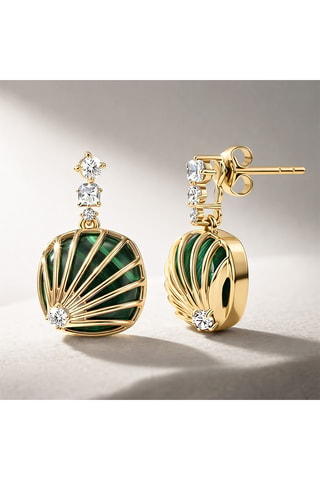 Brincos folheados a ouro fino amarelo Shell - Malaquites