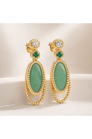 Brincos folheados a ouro fino amarelo Drop - Aventurinas
