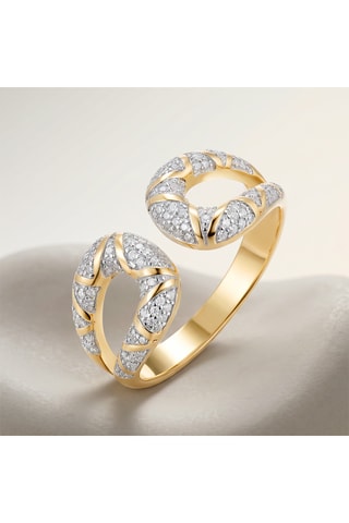 Anel Diamond kiss - Prata e prata banhada a ouro amarelo