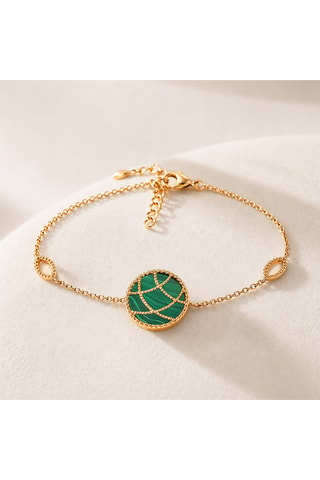 Pulseira folheada a ouro fino amarelo Stella Cadente - Malaquite