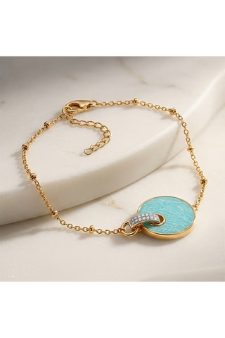 Pulseira Kate - Prata folheado a ouro fino amarelo e amazonite