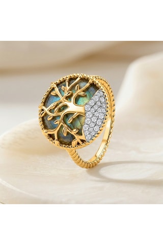 Anel folheado a ouro fino amarelo Albero - Labradorite