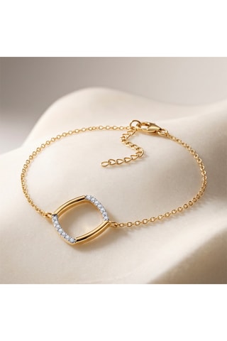 Pulseira Rombo - Prata folheado a ouro fino amarelo
