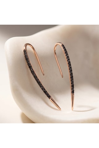Brinco Hook - Prata banhada a ouro rosa e preto