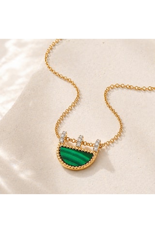 Colar folheado a ouro fino amarelo Preciosa - Malaquite