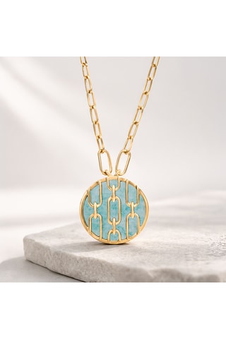 Colar folheado a ouro fino amarelo Forçat - Amazonite
