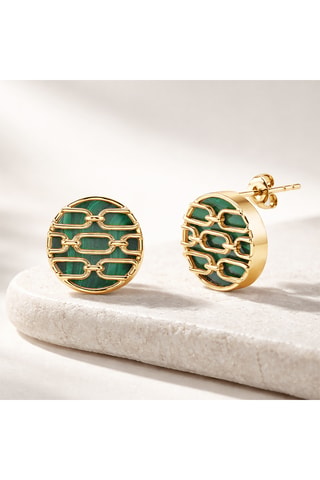 Brincos folheados a ouro fino amarelo Forçat - Malaquites