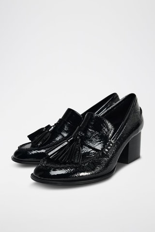 Mocassins à talons vernis - Noir