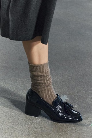 Mocassins à talons vernis - Noir