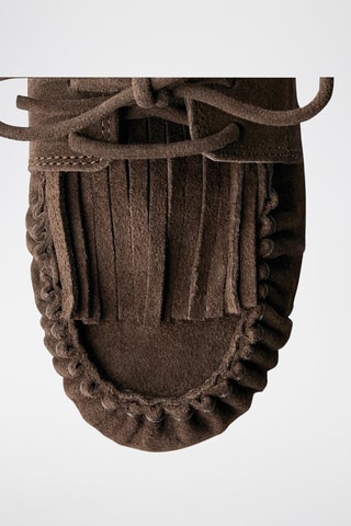 Chaussures bateau en nubuck - Marron