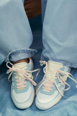 Baskets en cuir - Vert d’eau
