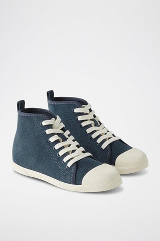 Baskets montantes en cuir - Bleu marine
