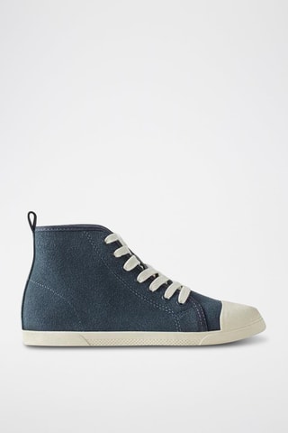 Baskets montantes en cuir - Bleu marine