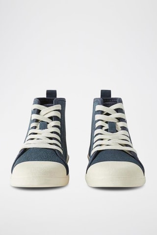 Baskets montantes en cuir - Bleu marine