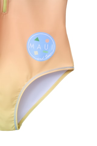 Maillot 1 pièce dip and dye - Orange et turquoise