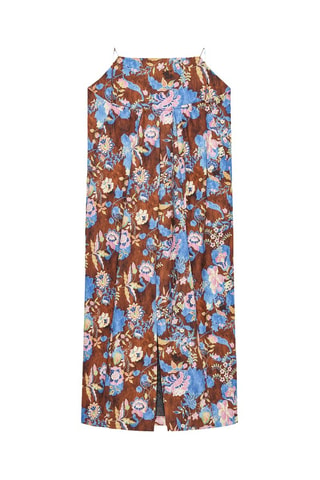 Robe droite - Marron foncé et ciel
