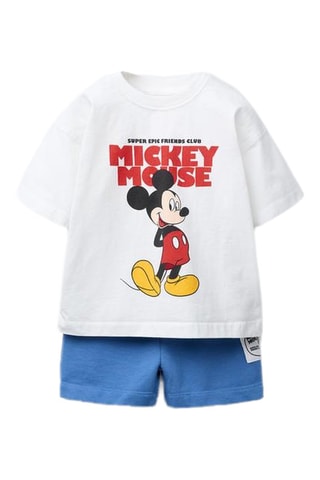 T-shirt et short Mickey Disney - Blanc et bleu cobalt