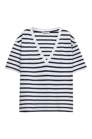 T-shirt - Blanc et bleu marine