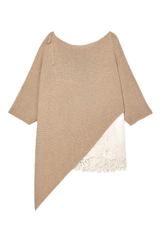 Pull - Beige foncé et blanc