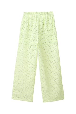 Pantalon en broderie anglaise - Vert clair
