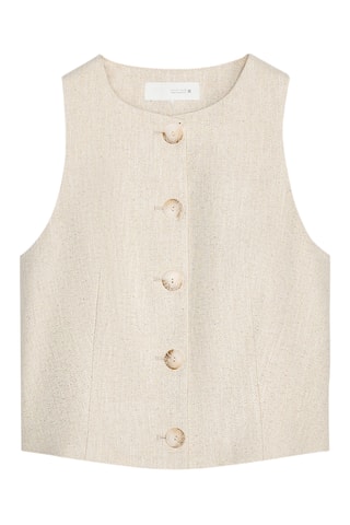 Gilet sans manches en ramie et lin - Beige