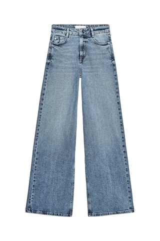 Jean wide legs taille haute - Bleu