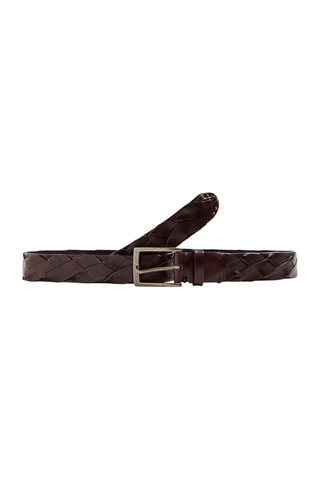 Ceinture tressée en cuir - Marron