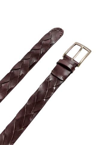 Ceinture tressée en cuir - Marron