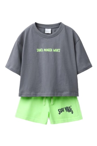 T-shirt et short - Gris et vert fluo