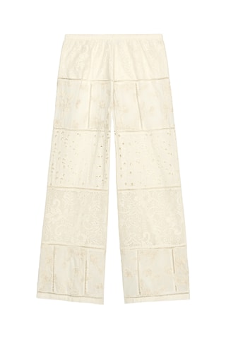 Pantalon en broderie anglaise - Jaune