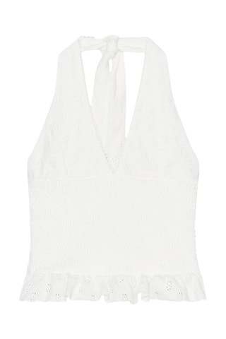 Top en broderie anglaise - Blanc