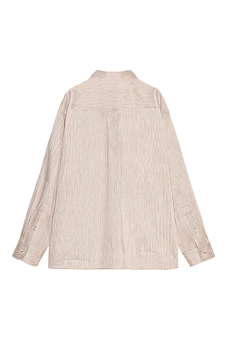 Chemisier en lin et soie - Beige et marron
