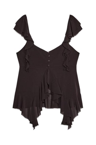 Top volanté - Marron foncé