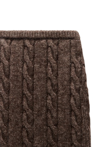 Jupe midi en laine et poils de yack - Marron foncé chiné