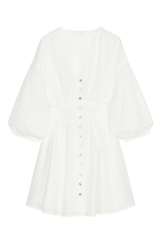 Robe chemise en broderie anglaise - Blanc