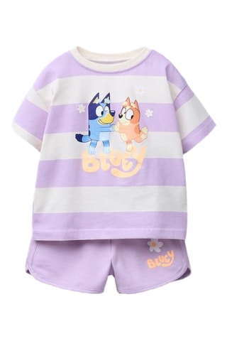 T-shirt et short Bluey et Bingo Bluey - Blanc et mauve
