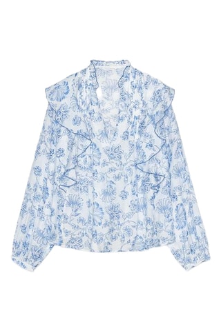 Blouse - Blanc et bleu cobalt