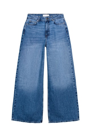 Jean wide legs taille haute - Bleu cobalt