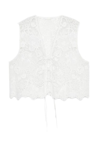 Gilet sans manches en dentelle - Blanc
