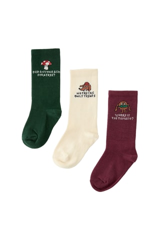 3 paires de chaussettes - Vert foncé et écru