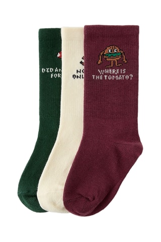 3 paires de chaussettes - Vert foncé et écru