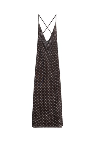 Robe longue - Marron foncé et blanc