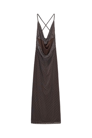 Robe longue - Marron foncé et blanc