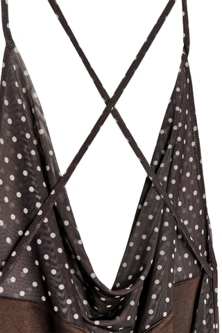 Robe longue - Marron foncé et blanc