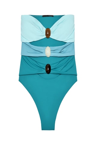 Maillot 1 pièce bustier - Turquoise