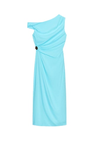 Robe drapée en lin - Ciel
