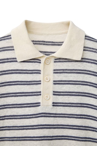 Polo - Ecru et bleu marine