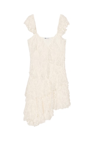 Robe volantée en dentelle - Blanc