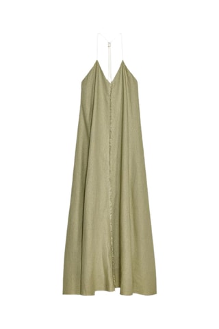 Robe midi en lin - Kaki