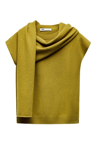 Top et écharpe en laine - Vert olive